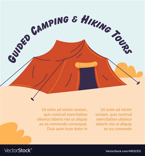Guided camping and hiking tours tent vacation Vector Image