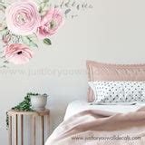 Flower Wall Decal - Pink Watercolour Spring Floral Wall Decal – Just For You Wall Decals ...