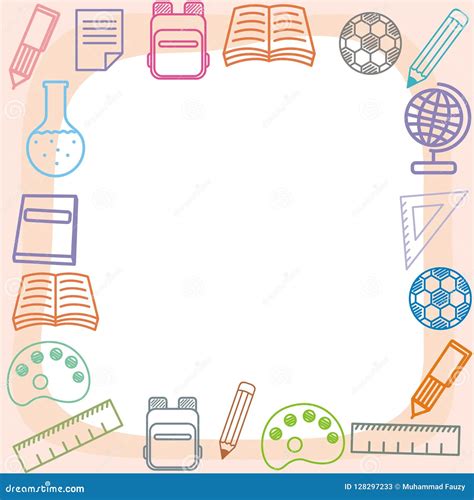 Cute Frame Background with School and Student Theme Stock Vector ...