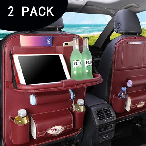 2 - Pack, Wine red Tablet Holder TYSKL Car Back Seat Organizer PU ...