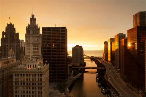 1,100+ Chicago Skyline Sunrise Stock Photos, Pictures & Royalty-Free ...