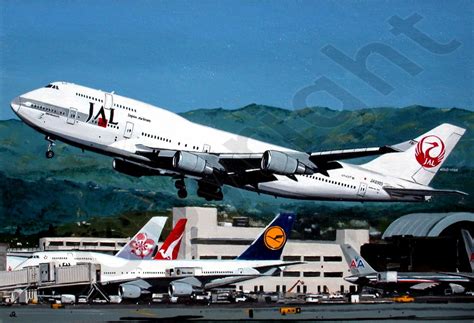 Japan Airlines Boeing 747-400 at LAX - Steve Leadenham Transport Art