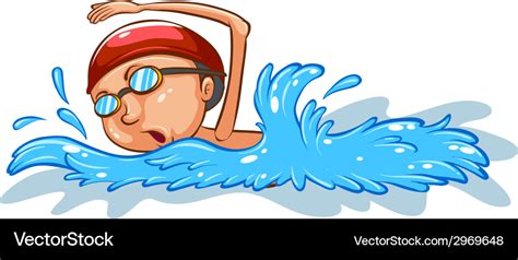 A simple coloured sketch of boy swimming Vector Image