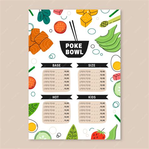 Free Vector | Hand drawn flat design poke menu template