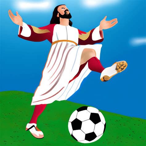 Jesus Playing Football · Creative Fabrica