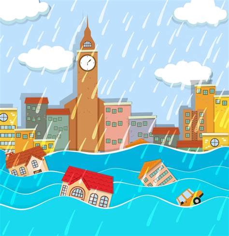 A Flood in Big City 417956 Vector Art at Vecteezy