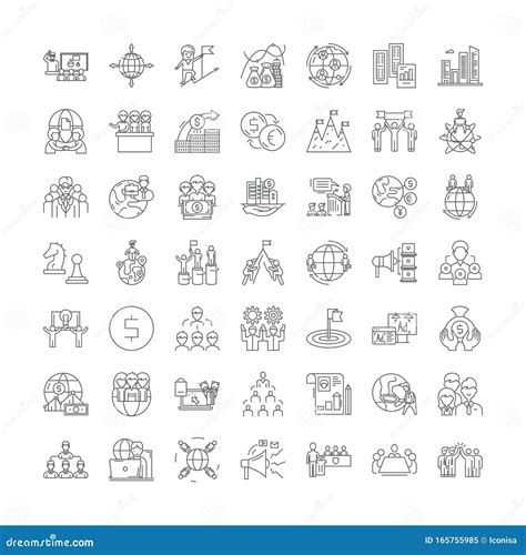 Globalization Linear Icons, Signs, Symbols Vector Line Illustration Set ...