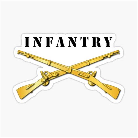 "Army - Infantry Br - Crossed Rifles w Blk Txt White Outline" Sticker ...