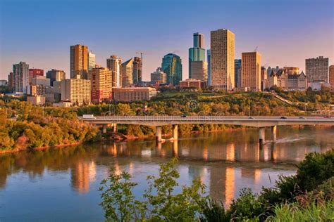 Panoramic Edmonton River Valley Skyline Stock Photo - Image of city ...