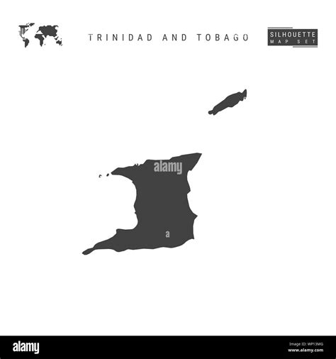 Trinidad and Tobago Blank Map Isolated on White Background. High-Detailed Black Silhouette Map ...