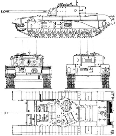 Black Prince tank Blueprint - Download free blueprint for 3D modeling