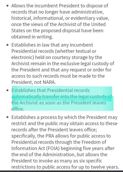 From the Presidential Records Act which Trump & his sycophants believe exonerates him : r ...