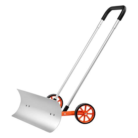 VEVOR Snow Shovel with Wheels, 30 inch Snow Shovel for Driveway, Metal Snow Shovel Pusher for ...