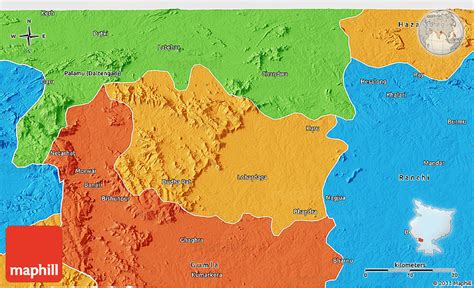 Political 3D Map of Lohardaga