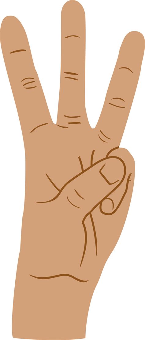 hand shows three fingers 10862358 Vector Art at Vecteezy