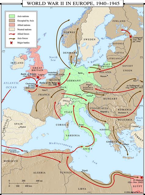 This overview map shows the second World War, the European Theater, in an excellent snapshot ...
