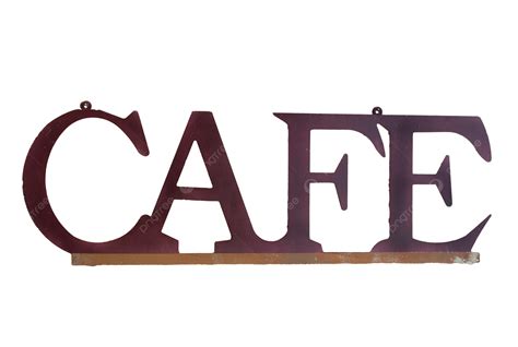 Cafe Signage Made Of Brown Metal Contrasting With A Textured Wall, Metal, Advertisement, Wall ...