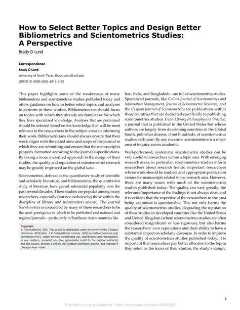 (PDF) How to Design Bibliometrics and Scientometrics Studies