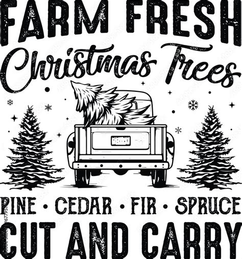 Christmas Tree silhouette, Farm Fresh Christmas Tree Svg, Farmhouse ...