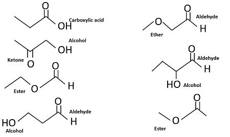 Draw seven constitutional isomers with molecular formula C3H6O2 that contain a carbonyl group ...