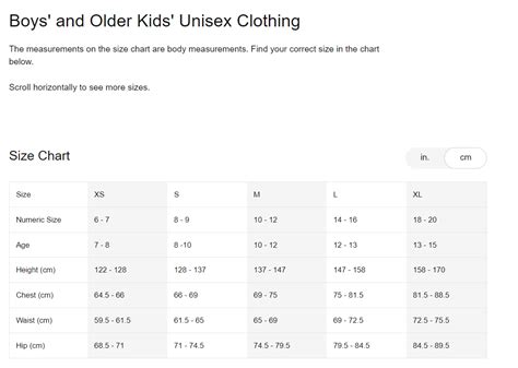 nike kids size chart - TFC Football