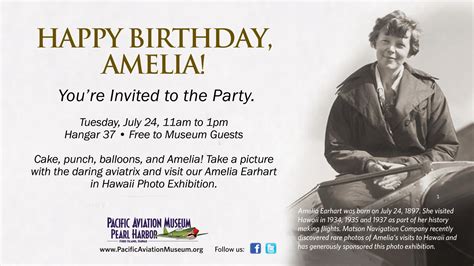 Celebrate the birthday of famed #aviatrix Amelia Earhart 11 a.m.-1 p.m. Tuesday, July 24, at our ...