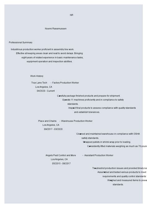 Factory Worker Resume Examples [Writings Tips & Guide]