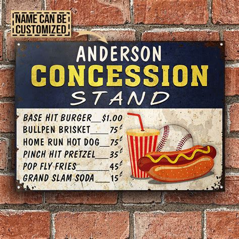 Personalized Baseball Concession Stand Customized Classic Metal Signs - Wander Prints™