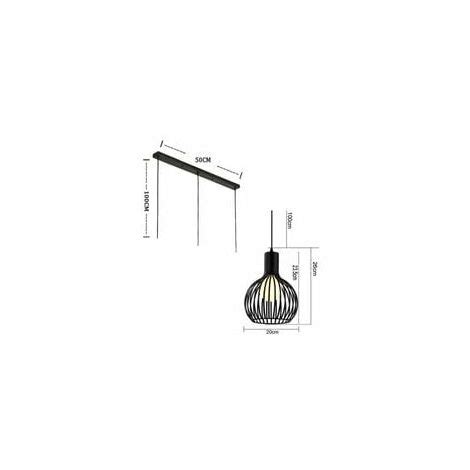 Industrial Pendant Lights Cage Iron, Chandelier Shade Adjustable Rope 3 ...