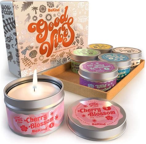 Amazon.com: Bekind Good Vibes 6 Scented Candles Set - Scented Candles ...