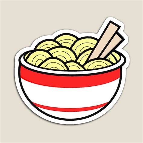 a bowl of noodles with chopsticks in the middle sticker on a white ...