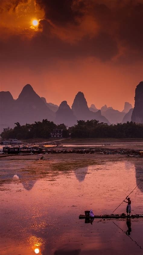 Sunrise over Li River, China