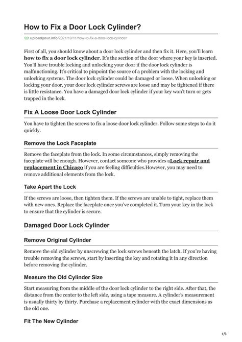 How to Fix a Door Lock Cylinder? by DVS Locksmith - Issuu