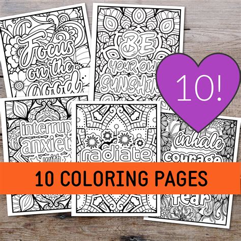 10 Gratitude & Positive Quotes Coloring Pages - Etsy