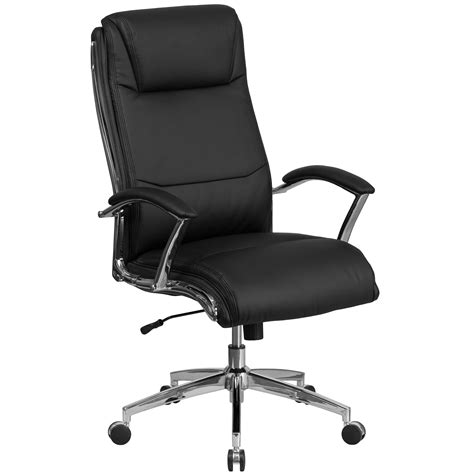 A Line Furniture Executive High Back Black Leather Adjustable Swivel Office Chair With Chrome ...