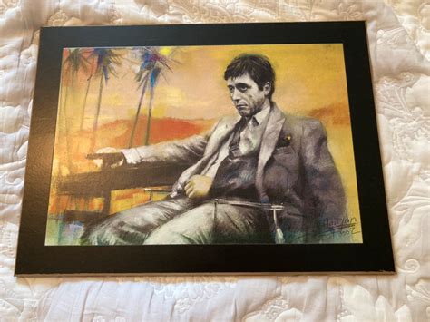 Scarface Tony Montana Wall Art Drawing Plaque Gun | Arts & Collectibles ...