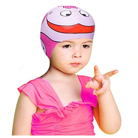 Kids Swim Cap Hicool Fisher Series Waterproof Earmuffs Silicone Swim Cap -- For more information ...