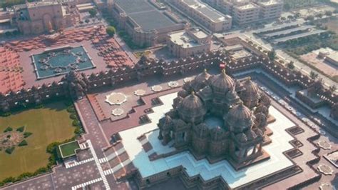 Aerial Shot Akshardham Temple New Delhi Stock Footage Video (100% ...