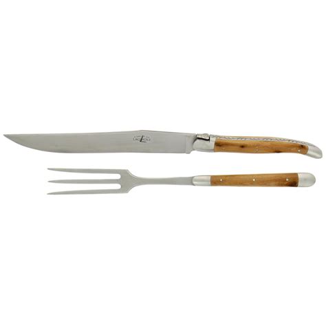 Forge de Laguiole Juniper wood carving knife and fork | Artedona.com