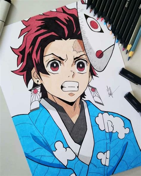 Tanjiro Kamado-Kimetsu no Yaiba | Anime canvas art, Anime character drawing, Anime canvas