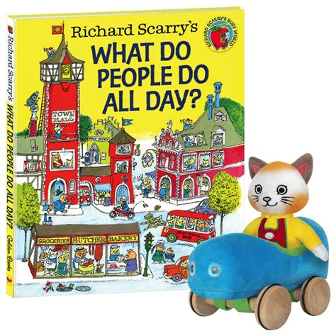 Huckle Cat Soft Toy With Car & Richard Scarry Hardcover Book