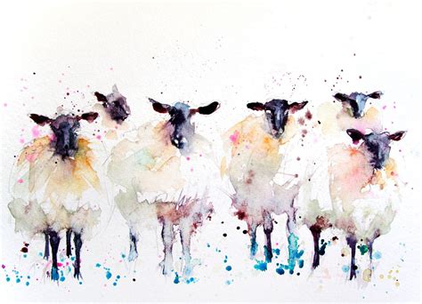 Last few remaining LIMITED edition print SHEEP watercolour painting, countryside animal art ...