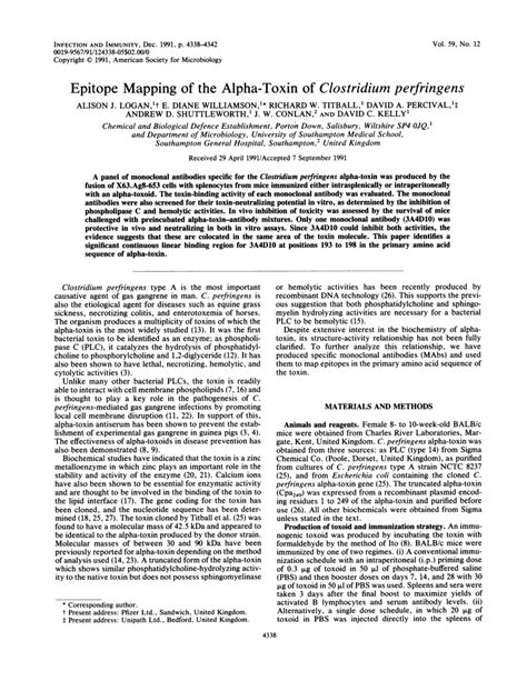 (PDF) Epitope mapping of the alpha-toxin of Clostridium perfringens