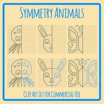 Symmetry Drawing Practice - Animals with Answers Clip Art by Hidesy's Clipart