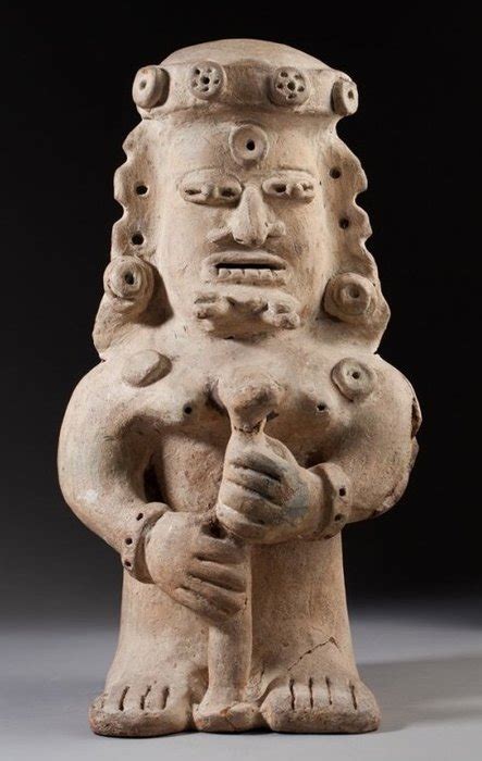 Impressive Pre-Columbian Bahia culture shaman holding a staff - Ecuador - 35 cms - Catawiki