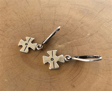 Tiny Silver Cross Earrings