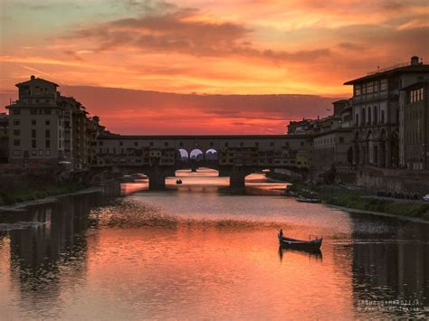 Ponte del Vecchio - Bridge Ponte del Vecchio over Arno river, at sunset ...