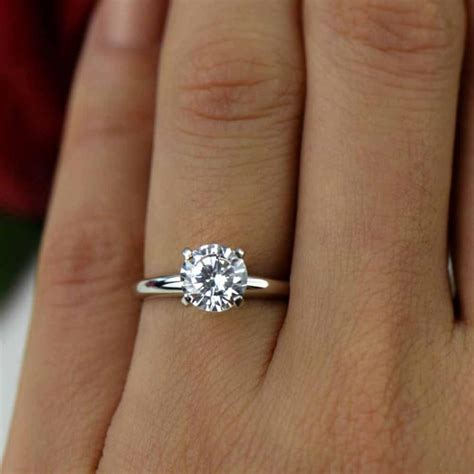 1.5 Ct Round Cut Diamond Solitaire Engagement Promise Ring Solid 14K ...