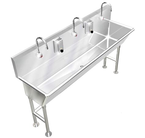 Heavy Duty 14 gauge (0.0781") Type 304 Stainless Steel Multi-Station Wash up Sink, 72 ...