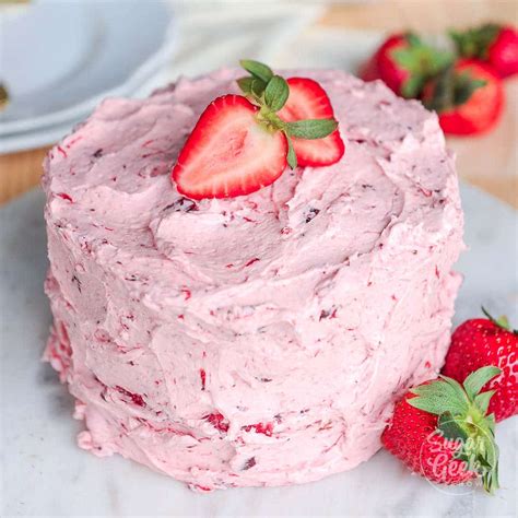 Fresh Strawberry Cake With Strawberry Buttercream | Sugar Geek Show